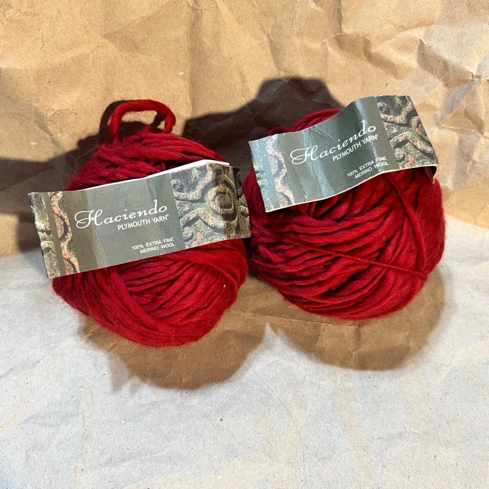 Plymouth Yarn 2 Skeins Haciendo Extra Fine Merino Wool Red 116 Bulky Knitting